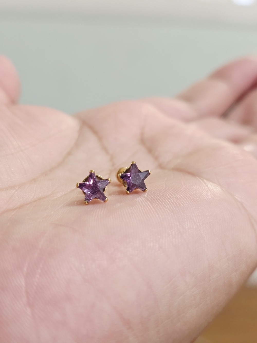 18K Gold Plated Feb Birthstone Baby Earring